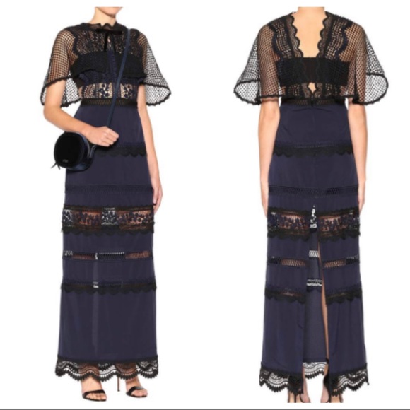 Self-Portrait Dresses & Skirts - Self-Portrait Bellis Lace Cape Maxi Dress